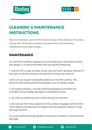 First page of the Cleaning & Maintenance Instructions